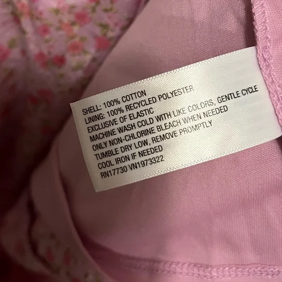 Wild Fable Smocked Maxi Dress Pink Floral Size M Tie Straps Ruffle Hem Cotton - Picture 7 of 11